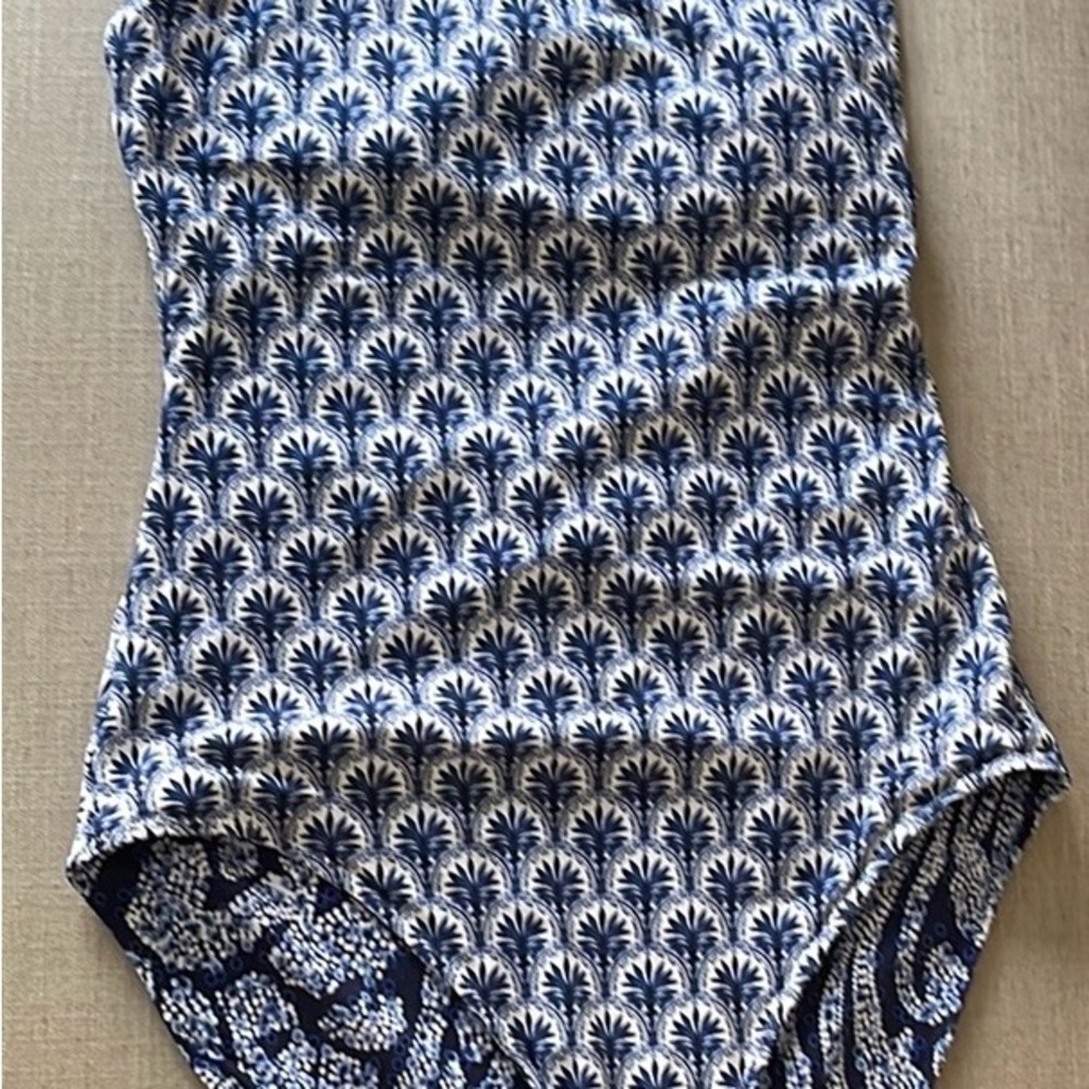 Tommy Bahama Blue and White One Piece Swimsuit